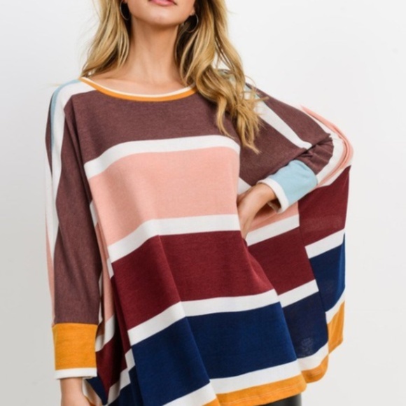 Multicolor Rainbow Dolman Top - Picture 4 of 4